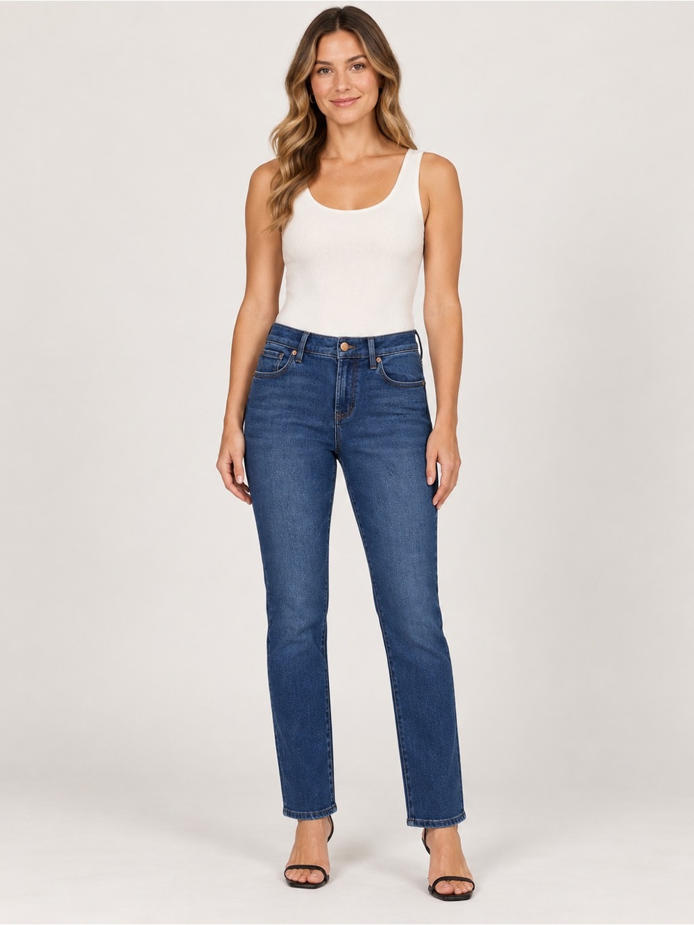 Dear John Blaire Straight Leg Jeans Size 27 Medium Wash Stretch Denim